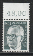 Bund Michel 642 Bundespräsident Gustav Heinemann ** Mit Oberrand - Unused Stamps