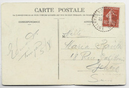 SEMEUSE 10C C. PERLE TIMGAD 3.6.1910 CONSTANTINE SUR CARTE - 1877-1920: Semi-moderne Periode