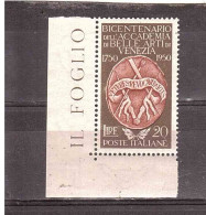 1950 L.20 ACCADEMIA BELLE ARTI VENEZIA - 1946-60: Nuovi