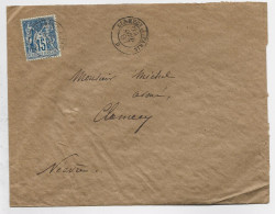 SAGE 15C LETTRE AMBULANT CLAMECY A PARIS 24 AVRIL 1887 D POUR NIEVRE - Poste Ferroviaire