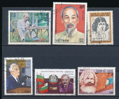 6 Timbres Oblitérés VIETNAM Et LAOS   Personnages Célébrités XVI-10 - Altri & Non Classificati