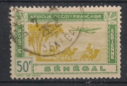 SENEGAL - 1942 - Poste Aérienne PA N°YT. 29 - Avion 50f Vert Et Jaune - Oblitéré / Used - Usados