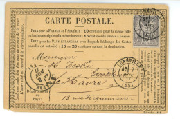 CARTE PRECURSEUR Au Dos Auguste Buisson à LUNEVILLE Douane à AVRICOURT Pour TESKE 13 Rue Dicquemare LE HAVRE - 1877-1920: Periodo Semi Moderno