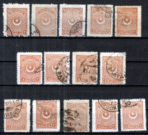 Turkey / Türkei 1923 - 1924 ⁕ Star & Crescent 3 Pia. Mi.812, 830, 840 ⁕ 14v Used - Different Perf. ( 13 ¼, 10¾, 12 ) - Used Stamps