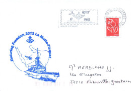 ENVELOPPE AVEC CACHET FREGATE LA MOTTE PICQUET - ENDURING FREEDOM 2012 - LE 06 JANVIER 2012 - Poste Navale