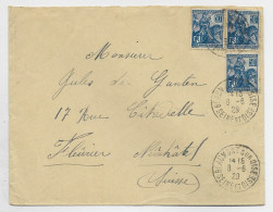 FRANCE JEANNE D'ARC 50CX3 LETTRE COVER BEAUMONT SUR OISE 8.6.1929 POUR  FLEURIER SUISSE AU TARIF - 1921-1960: Modern Period