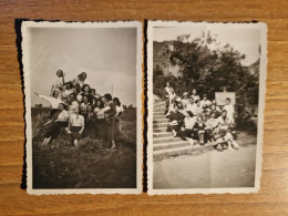 19365.  Due Fotografie D'epoca  Donne Su Covoni Di Fieno Saluto Fascista Terme Caracalla 1936 Roma - 9x6 - Anonieme Personen