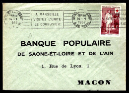 LETTRE DE MARSEILLE - 1957 - AFFRANCHISSEMENT CROIX-ROUGE - 1090 - - 1921-1960: Période Moderne