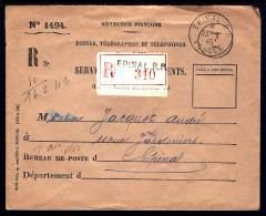 POSTE TÉLÉGRAPHES ET TÉLÉPHONES - RECOMMANDÉ D'ÉPINAL - 1945 -  - Other & Unclassified