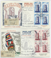 FRANCE EUROPA 15FR+30FR BLOC DE 4 SUR 2 LETTRES REC PARIS FDC SEPTEMBRE 1956 PARIS - 1921-1960: Modern Period