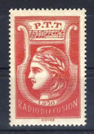 FRANCE - 1936 - TIMBRE RADIODIFFUSION N° 2 NEUF ** MNH  - Radiodifusión