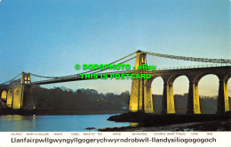 R525868 Menai Suspension Bridge. Floodlit On Occasion Of The 150th Anniversary O - Welt