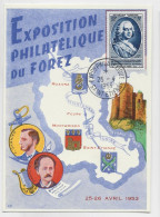 FRANCE SURTAXE 12FR ARGENSON CARTE SPECIALE EXPOSITION PHILATELIQUE DE FOREZ SAINT ETIENNE 25.4.1953 LOIRE - 1921-1960: Periodo Moderno