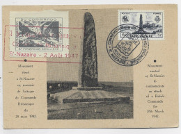 FRANCE SURTAXE 4FR ST NAZAIRE CARTE MAXIMUM + VIGNETTE COMMANDO BRITISH BRITANNIQUE 2 AOUT 1947 - 1921-1960: Moderne