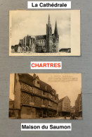 Eure & Loir : 5 Cartes Postales = Chartres (2) & Dreux (3) (3 N’ont Pas Circulé-2 Sont Affranchies Avec Correspondance, - Andere & Zonder Classificatie