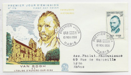 FRANCE VINCENT VAN GOGH 30FR LETTRE COVER PREMIER JOUR 10 NOV 1956 PARIS EGLISE AUVERS SUR OISE - 1950-1959