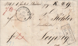 Allemagne Lettre Avec Correspondance Zwickau + Cachet Rectangulaire Paket 1852 - [Voorlopers