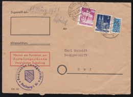 75eg Und 94wg Bautenserie Mit Notopfer Zustellungsurkunde FREIBURG 13.3.1951 - Briefe U. Dokumente