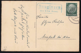 Landpost-Stempel Jungingen über ULM (DONAU) 27.12.1939 Auf Neujahrs-AK  - Lettres & Documents