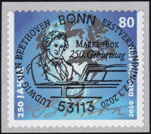 3520 Beethoven, Selbstklebend, Mit UNGERADER Nummer, EV-O Bonn 2.3.2020 - Rollenmarken