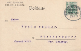 Allemagne Ambulant Dresden - Reichenbach Sur Carte 1911 - Storia Postale