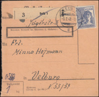 957 Arbeiter 80 Pf Als EF Auf Paketkarte SELB 3.2.1948 Nach VELBURG 10.2.48 - Autres & Non Classés