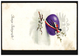 AK Ostern: Violettes Osterei Schleife In Den Reichsfarben SALZDETFURTH 26.3.1921 - Sonstige & Ohne Zuordnung