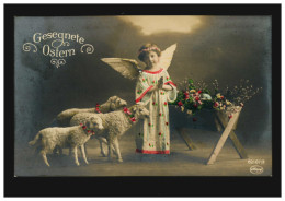 AK Ostern: Betendes Kind Als Engel Osterlämmer, Coloriert, Ungebraucht, Um 1910 - Sonstige & Ohne Zuordnung