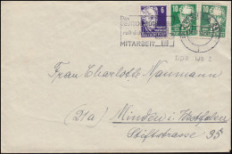 213 Hauptmann Und 215 Bebel Auf Brief DRESDEN Rotes Kreuz 18.11.1953 Nach Minden - Storia Postale