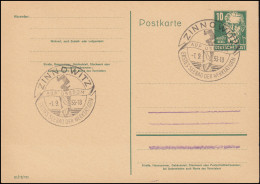 Postkarte P 41a I Bebel 10 Pf DV III /18/185, SSt ZINNOWITZ AUF USEDOM 1.9.1953 - Sonstige & Ohne Zuordnung