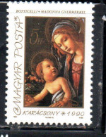 HUNGARY UNGHERIA MAGYAR 1990 CHRISTMAS NATALE NOEL WEIHNACHTEN NAVIDAD 5f MNH - Unused Stamps