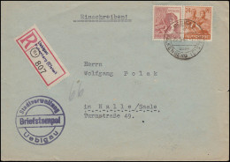 951+956 Kontrollrat-MiF Auf R-Brief UEBIGAU über FALKENBERG (ELSTER) 25.5.1948 - Andere & Zonder Classificatie