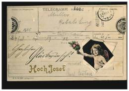 Ansichtskarte Vornamen: Hoch Josef! Telegrammkarte Mit Engel, KLAGENFURT 17.3.05 - Nombres