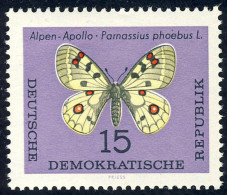 1005 Schmetterlinge Hochalpenapollo 15 Pf ** - Neufs