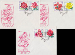 1763-1768 Rosenausstellung Erfurt 1972 - Satz Auf FDC 1 Bis FDC 3 ESSt Berlin - Briefe U. Dokumente