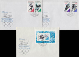 3140-3143 + Block 90 Olympia Winterspele 1988 - Satz Und Block Auf 3 Blanco-FDC - Brieven En Documenten