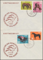 1302-1305 Pferde: Vollblutmeeting Sozialistischer Länder, Satz Auf FDC 1 + FDC 2 - Lettres & Documents