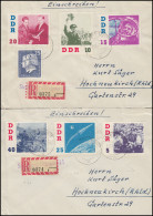 863-868 Besuch Von German Titow: Satz Mit Zusatzfr. Auf 2 R-Briefen 13.11.1962 - Andere & Zonder Classificatie