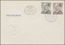 1087-1088 Ulbricht 1 MDN Und 2 MDN - Satz Schmuck-FDC ET-O BERLIN 10.2.1965 - Briefe U. Dokumente