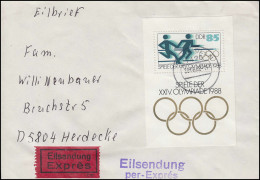 Block 94 Olympia: Sommerspiele Seoul 1988 Auf Eil-Brief SCHMÖLLN 20.8.88 - Other & Unclassified