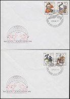 3019-3022 Dresdner Zoo Affen Und Primaten 1986, Satz Auf FDC 1 Und FDC 2 - Covers & Documents
