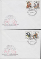 3019-3022 Dresdner Zoo Affen Und Primaten 1986, Satz Auf FDC 1 Und FDC 2 - Brieven En Documenten