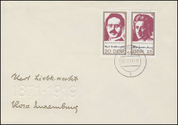 1650-1651 Liebknecht / Luxemburg 1971: Zusammendruck Auf Schmuck-FDC ET-O Coswig - Zusammendrucke