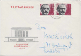 1784 Dimitrow 1972 - Randpaar Auf FDC ET-O POTSDAM-BABELSBERG Nach Esslingen - Briefe U. Dokumente