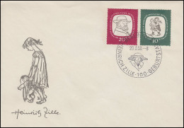 624-625 Heinrich Zille 1958 - Satz Auf Schmuck-FDC ESSt BERLIN 20.3.58 - Covers & Documents