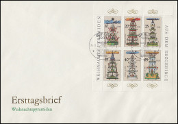 23134-3139 Weihnachtspyramiden 1987 - Kleinbogen Auf Schmuck-FDC ESSt Berlin - Storia Postale