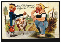 Humor-AK Landwirtschaft Karikatur, Liebesgeständnis Mit Herz, PASSAU 17.11.1910 - Humour