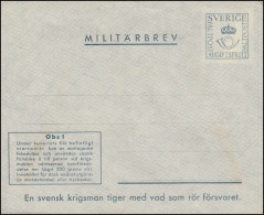 Militärpost MILITÄRBREV FÄLTPOST, Rückseitig SVARSMÄRKE Mittig, ** - Postwaardestukken