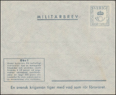 Militärpost MILITÄRBREV FÄLTPOST, Rückseitig SVARSMÄRKE Mittig, ** - Postal Stationery