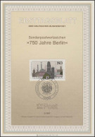ETB 02/1987 750 Jahre Berlin: Sehenswürdigkeiten Mit Stadtwappen - 1st Day – FDC (sheets)